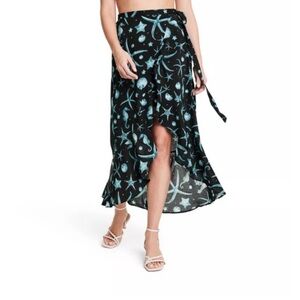 Agua Bendita x Target Women's Deep Sea Print Wrap Skirt - Black size 2x
